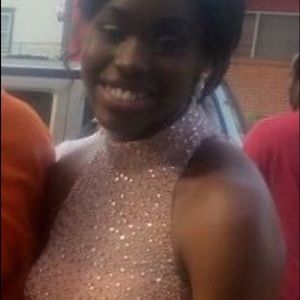 Peach sheer 2 piece sequenced prom dress